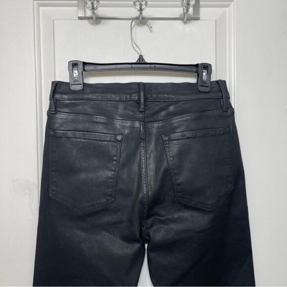 New FRAME Le Crop Flare cropped coated high-rise flared jeans in Black Size 31 - Picture 8 of 15
